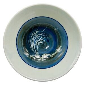 Marc Matsui Signed Studio Pottery Bowl Hand Thrown Abstract Coastal Grass Waves